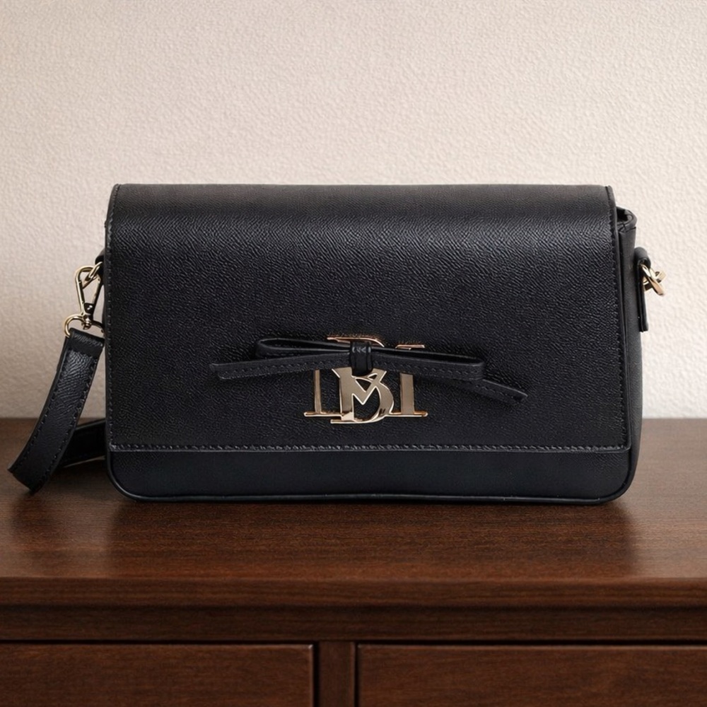 Badgley Mischka Black Vegan Leather Crossbody Bag NWT